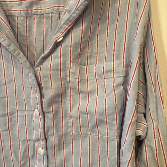 Auden Light Blue Pajama Shirt with Red Stripes XXL - Picture 2 of 6